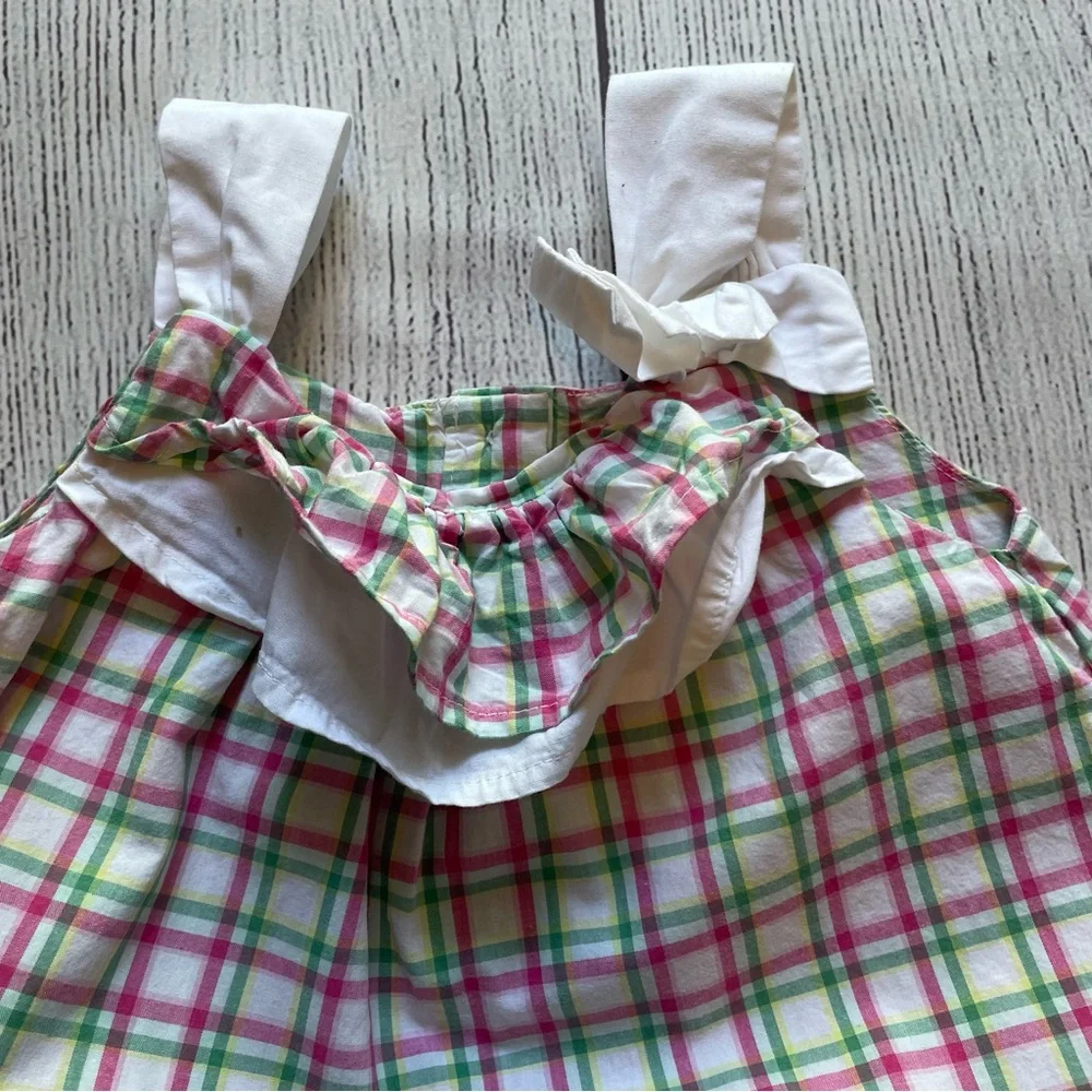 Gymboree Pink & Green Plaid Ruffle Sundress Size 3T